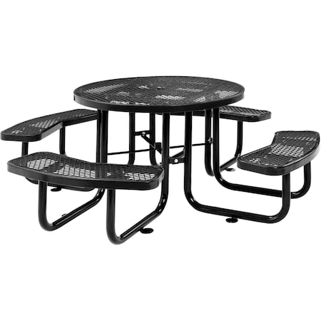 Global Industrial Round Picnic Table, Black, Expanded Metal, 46 in 277150BK